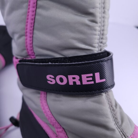 Sorel Flurry Youth Winter Snow Boots Gray Pink Black NY1965-061 Size 3 - Picture 12 of 16